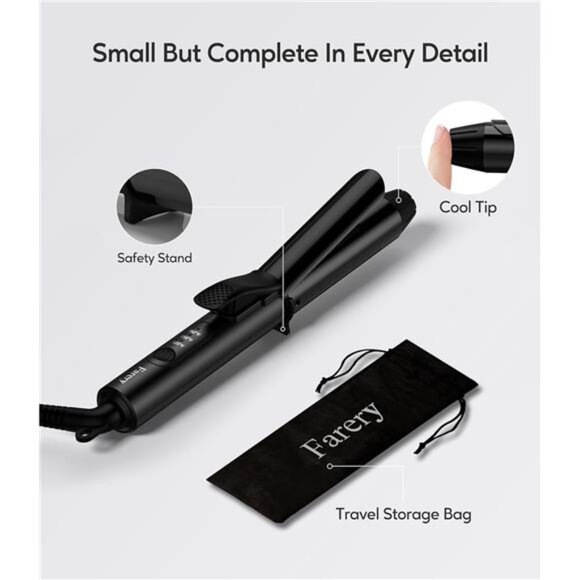 Travel Curling Iron, 1 Inch Mini Curling Iron Travel Size with 3 Adjustable Temp - Picture 6 of 7
